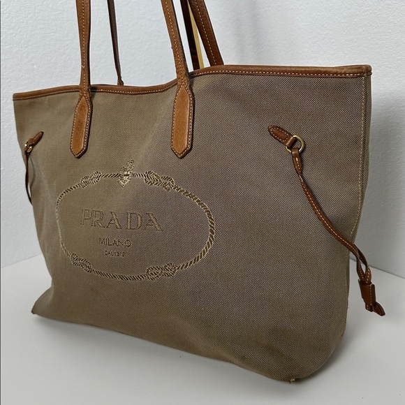 💯Authentic Prada  Canvas Tote Handbag🍀 - Picture 8 of 17